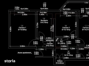 Apartament cu 3 camere, 67mp + 10 mp balcon. Turda