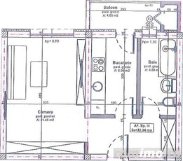 Apartament cu o camera, semifinisat, 32 mp, balcon 4mp, parcare, Apahida