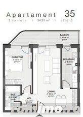 Bloc cu CF! Apartament cu 2 camere, 54.9mp, zona Centrala