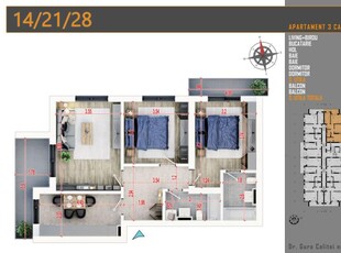 AP. 3 CAM. SPATIOS CU 2 BAI-2 BALCOANE + LOC PARCARE GRATUIT