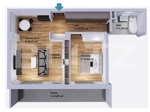 Apartament 2 camere, 60 mp, finisat, incalzire in pardoseala, terasa, zona Vivo