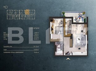 Apartament 2 camere intr-un Ansamblu rezidential Premium, zona Fabricii