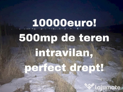 10000euro! Teren intravilan 500mp,drept,10min de Tatarasi!