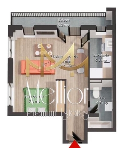 Apartament semifinisat de 2 camere, 40mp, balcon, etaj intermediar, zona Eroilor