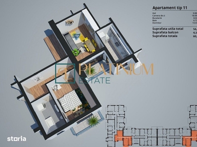 Apartament nou luminos cu 2 camere si 2 balcoane Avantgarden Brasov