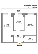 Apartament 2 camere, Galata, 63mp