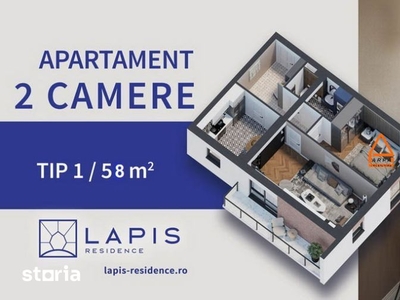 Apartament 2 camere - 58 mp - Dezvoltator - LAPIS Residence , Galata