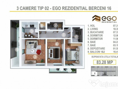 PROMO 3 Camere Tip 02 - EGO Berceni 16