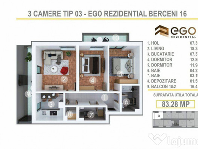 PROMO 3 Camere Tip 03 - EGO Berceni 16