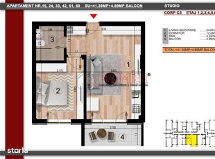 DANUBIUS TOWERS: Apartament 2 camere Etajul 6 Centrală pe gaz AC Lift