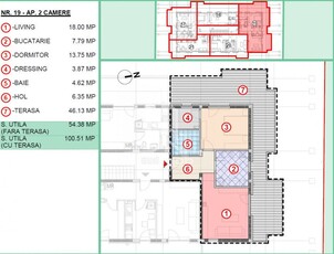 Apartament 2 camere cu terasa de 46 mp Soseaua Leordeni primarie.