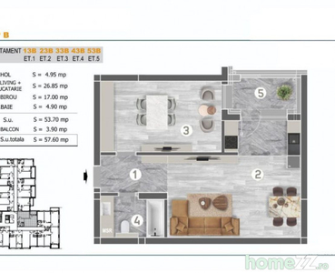 Apartament 2 Camere Sector 4 Grand Arena 58mp