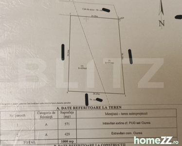 Teren pt casa 1000 mp in Ciurea la strada