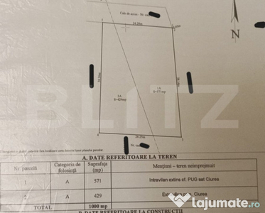 Teren pt casa 1000 mp in Ciurea la strada