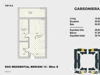 Garsoniera - Berceni 12 - Acces Metrou