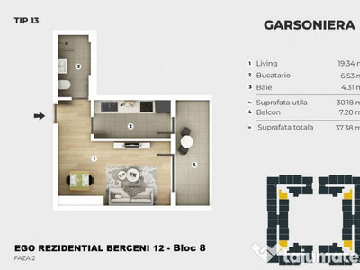 Langa Metrou - Berceni - Garsoniera