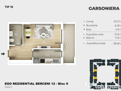 Nou Berceni - Garsoniera - Metrou