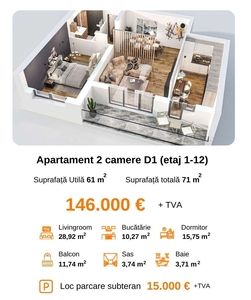 Apartament tip studio - 34 mp, Selimbar