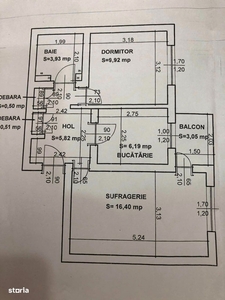 Apartament 2 camere decomandat, et. 3 - fara imbunatatiri