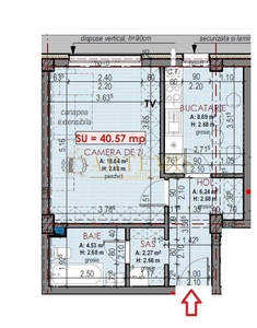 Apartament de 2 camere, finisat, 52,70 mp., decomandat, terasa, zona T