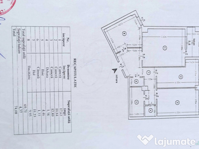 Zimbru - Apartament 3 camere -74mp, etaj intermediar