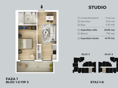 [5 minute metrou Berceni] Apartament 2 camere tip studio