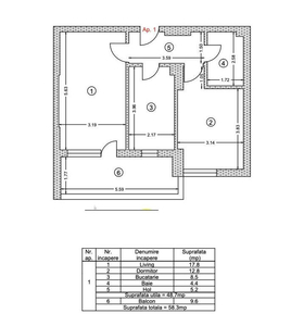 Apartament 2 cam. decomandat