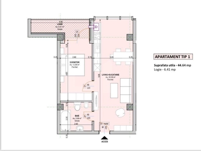 Apartament 2 camere, 51 mp utili, etaj intermediar, London Residence