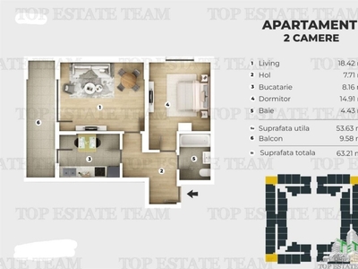 Apartament 2 camere de