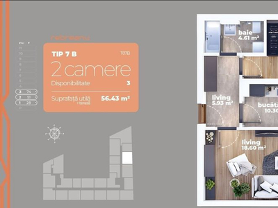 Apartament 2 camere / decomandat/ Liviu Rebreanu