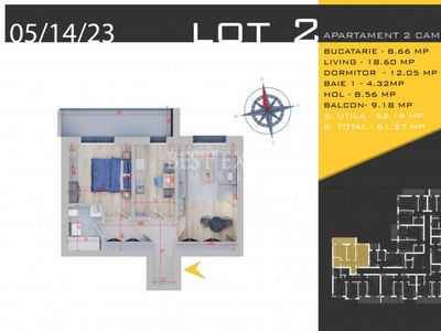 Apartament 2 Camere decomandate si spatioase