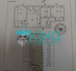 Apartament 3 camere | 10/10 | 63mp | Centrala | Balcon | 1mi