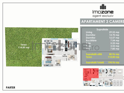 Apartament 3 camere | 81 mp + 114 mp Curte | langa Lidl s...