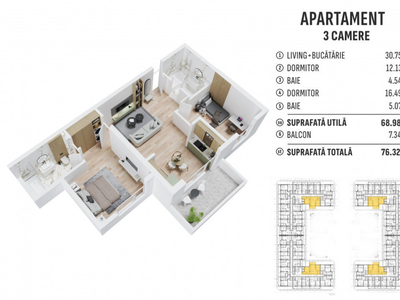 APARTAMENT 3 CAMERE / COMISION 0% / DIRECT DEZVOLTATOR