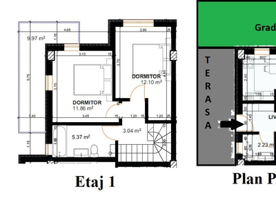 Apartament 3 camere D 2 bai Garaj Gradina 70mp Capat Pacurari