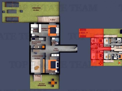 Apartament 3 camere si curte 76 mp