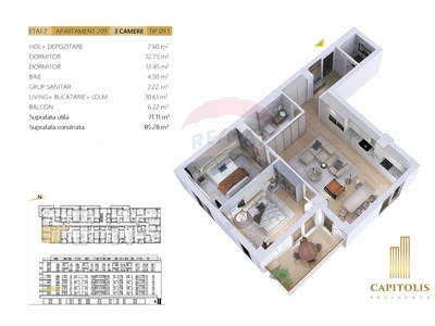 Apartament 3 camere vanzare in bloc de apartamente Brasov, Tractorul