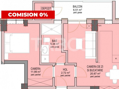 Apartament 43 mpu cu 2 camere etaj 2 cu lift zona Doamna Sta