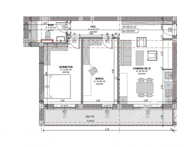 Apartament finisat la cheie de 3 camere cu terasa zona Doamn