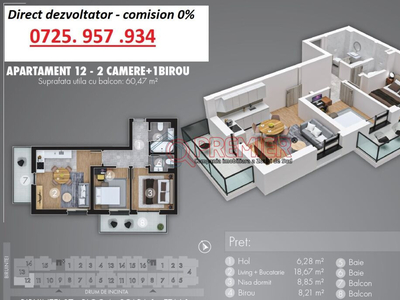 Bloc nou - 3 camere - 2 balcoane - Metrou Berceni