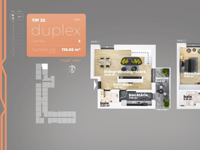 Duplex 3 camere Piata Sudului 70.34 mp utili