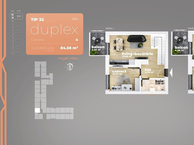 Duplex 4 camere Piata Sudului 84.56 mp utili