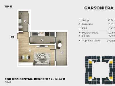 Garsoniera - 400m Metrou - Bonus Mobilier Bucatarie