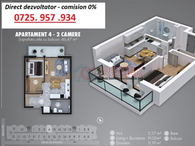 Metrou Berceni - 2 camere cu bucataria deschisa