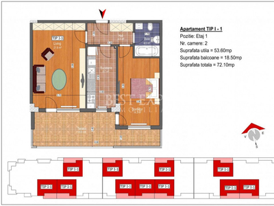 3 Camere Suprafata Generoasa Incalzire Pardoseala -Credit Ip