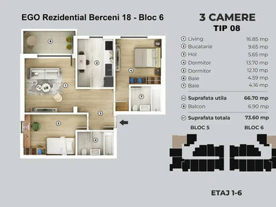 Nou 3 Camere - Berceni - 400m Metrou