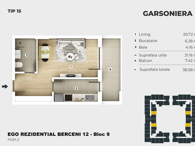 Nou Berceni - Garsoniera - Metrou