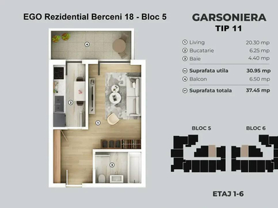 Nou - Garsoniera - Berceni 18 - Bloc 5