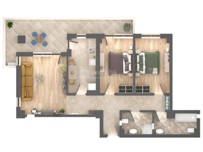 Apartament 3 camere, bloc nou, Podu Ros, predare 2023!