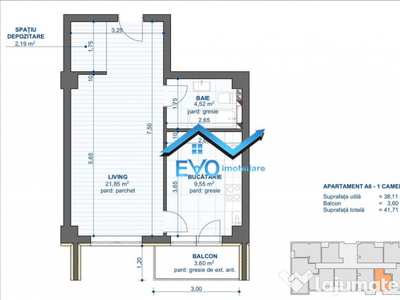 Apartament o camera, rond tramvai Cug, etaj intermediar